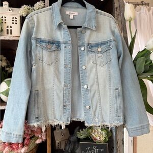 Zenana Outfitters Distressed Light Blue Jean Jacket